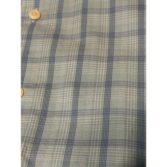 Peter Millar Button Down Shirt Long Sleeve Plaid Blue Cotton Silk Blend Large - Picture 5 of 9